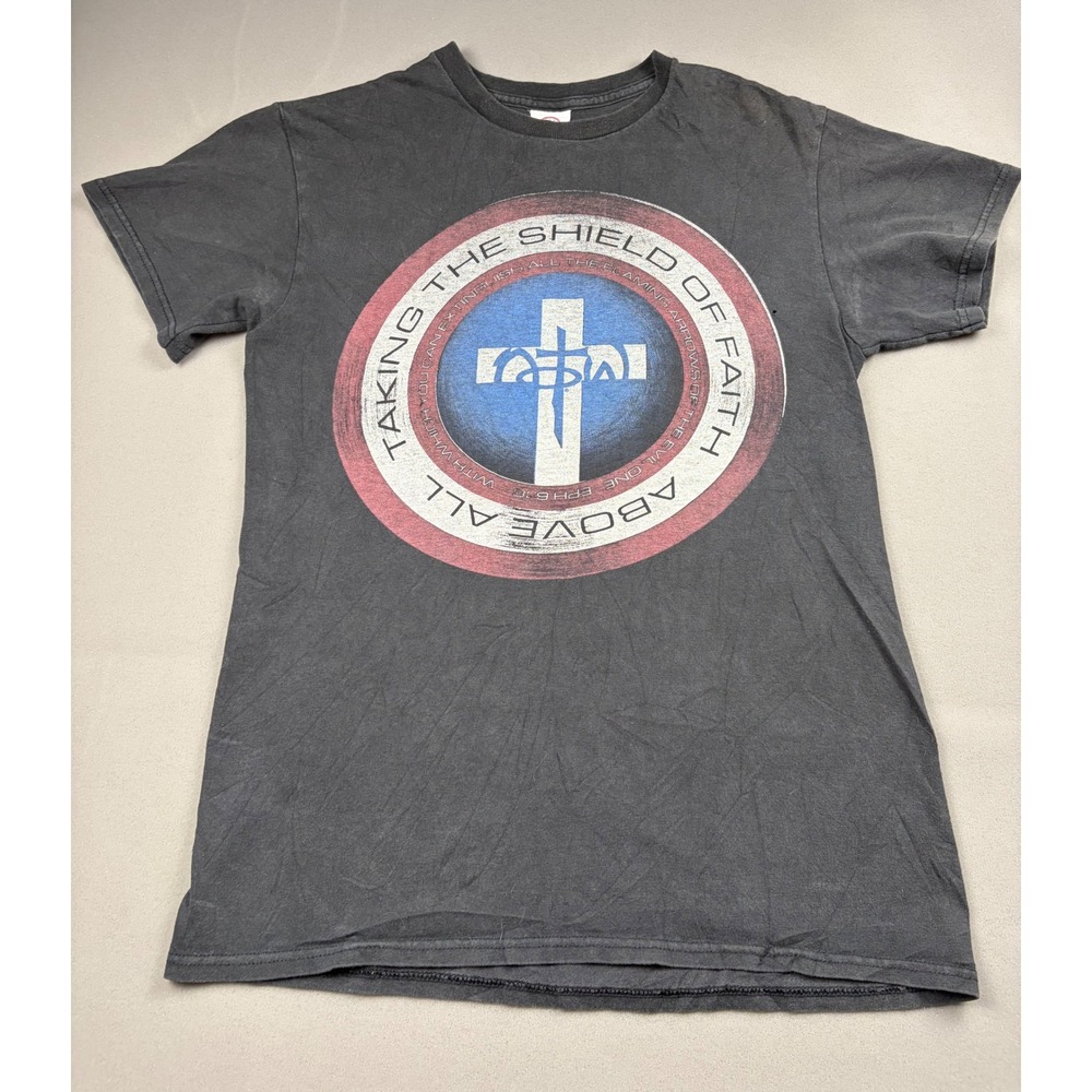 Delta Pro Weight Shield of Faith Christian T-Shirt Black Small Ephesians 6:16
